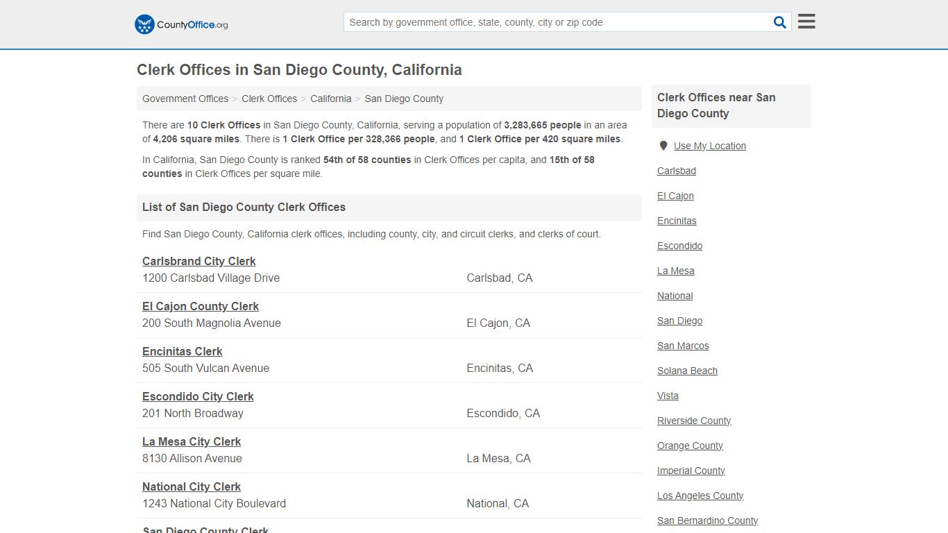 Clerk Offices - San Diego County, CA (County & Court Records)